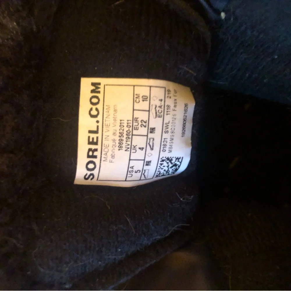 SOREL Boots Commander Toddler Size 5 Black/Blue Polar Bear Faux Fur